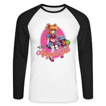 Magical Girl, Mignon Otaku Manga Anime Lovers Cadeau - T-shirt baseball manches longues Homme - blanc/noir - Devant - Nik (191cm)