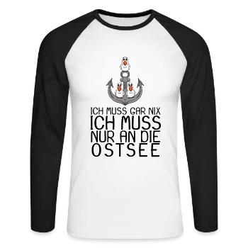 Ostsee Urlaub Geschenk - Unisex Baseballshirt langarm - Weiß/Schwarz - Vorne - Nik (191cm)