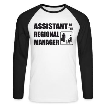 Assistant To The Regional Manager - Unisex Long Sleeve Baseball T-Shirt - white/black - Front - Nik (191cm)