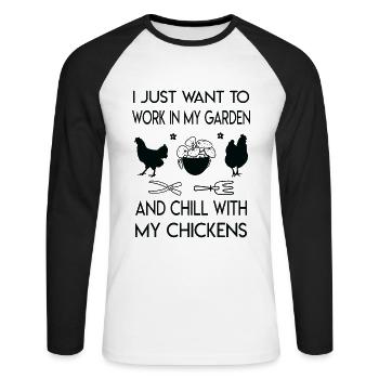 Dans My Garden And Chill With My Chickens Jardinier - T-shirt baseball manches longues Homme - blanc/noir - Devant - Nik (191cm)