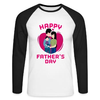 Fête des Pères, Fête des Pères, Fête des Pères, Fête des Pères - T-shirt baseball manches longues Homme - blanc/noir - Devant - Nik (191cm)