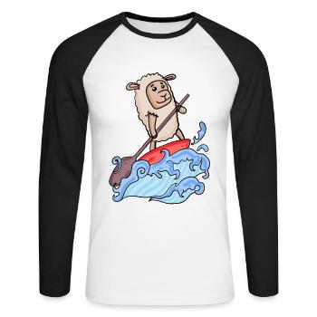 SUP - Stand Up Paddling Paddleboarding - Unisex Long Sleeve Baseball T-Shirt - white/black - Front - Nik (191cm)
