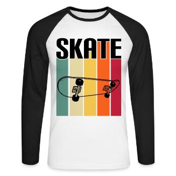 skateboard skater skaters de sport patiner - T-shirt baseball manches longues Homme - blanc/noir - Devant - Nik (191cm)