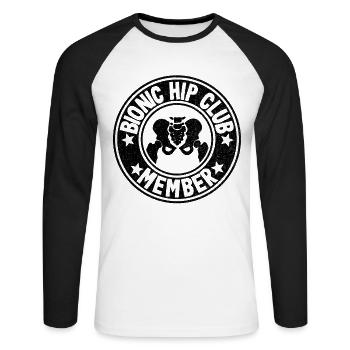Hanche OP chirurgie membre De rétablissement Nouveau hanche - T-shirt baseball manches longues Homme - blanc/noir - Devant - Nik (191cm)