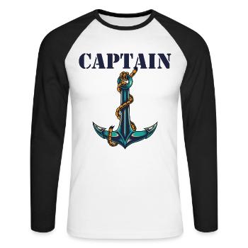 Captain and First Mate Matching - Unisex Baseballshirt langarm - Weiß/Schwarz - Vorne - Nik (191cm)