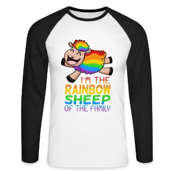 LGBT mouton mignon - T-shirt baseball manches longues Homme - blanc/noir - Devant - Nik (191cm)