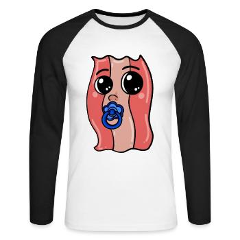 Baby Speck - Bacon - Unisex Baseballshirt langarm - Weiß/Schwarz - Vorne - Nik (191cm)