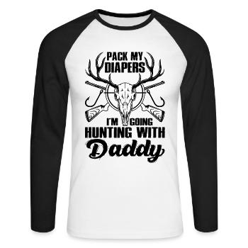 Pack My Diapers I'm Going Hunting With Daddy - Unisex Long Sleeve Baseball T-Shirt - white/black - Front - Nik (191cm)