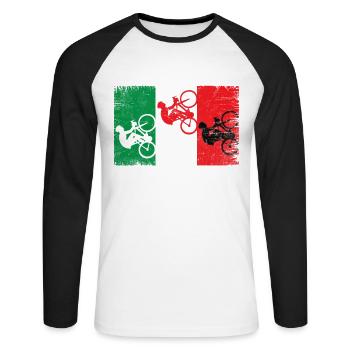 tour france, tour france Straßenrennen, mont - Unisex Baseballshirt langarm - Weiß/Schwarz - Vorne - Nik (191cm)