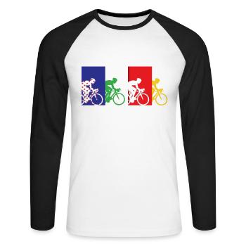 tour france, tour france tour france 2021, - Unisex Long Sleeve Baseball T-Shirt - white/black - Front - Nik (191cm)