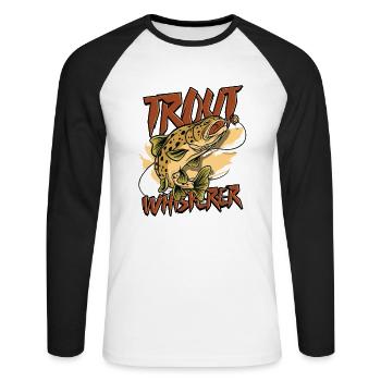 Chuchoteur de truite – Poisson de truite pour un pêcheur - T-shirt baseball manches longues Homme - blanc/noir - Devant - Nik (191cm)