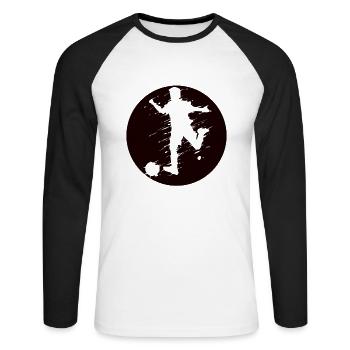 Drôle de soccer pour les joueurs de foot ! - T-shirt baseball manches longues Homme - blanc/noir - Devant - Nik (191cm)