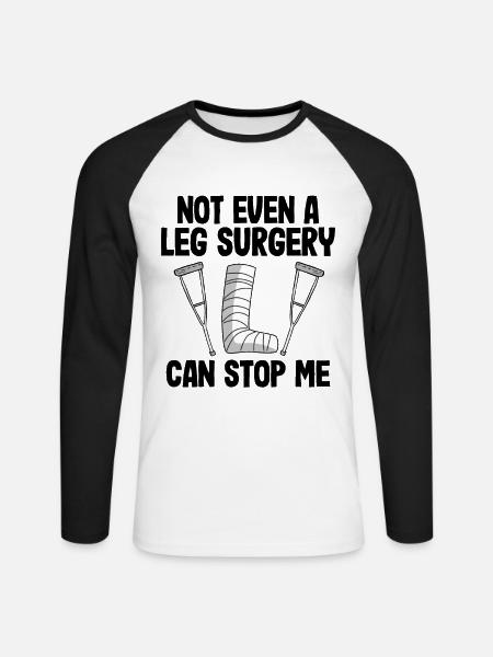 Brækket ben God restitutionsgavegendannelse - Langærmet herre-baseballshirt - hvid/sort