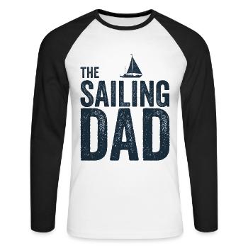 The Sailing Dad Funny Sailor Gift - Unisex Long Sleeve Baseball T-Shirt - white/black - Front - Nik (191cm)