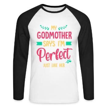 Godmother Godfather, Godmother Pregnancy, - Unisex Long Sleeve Baseball T-Shirt - white/black - Front - Nik (191cm)