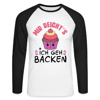 Backen Bäckerei Cupcakes Konditor Kuchen Geschenk - Unisex Baseballshirt langarm - Weiß/Schwarz - Vorne - Nik (191cm)