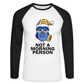 Early riser owl sleeping - Unisex Long Sleeve Baseball T-Shirt - white/black - Front - Nik (191cm)