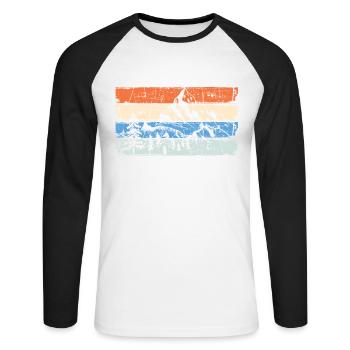Hiking Wandern Berge Natur Berg Retro Geschenk - Unisex Baseballshirt langarm - Weiß/Schwarz - Vorne - Nik (191cm)