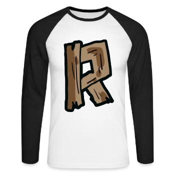 R letter wood wood letter - Unisex Long Sleeve Baseball T-Shirt - white/black - Front - Nik (191cm)