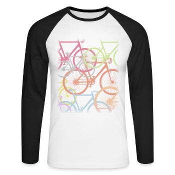Vélos partout. Amateurs de vélo Cyclisme. - T-shirt baseball manches longues Homme - blanc/noir - Devant - Nik (191cm)
