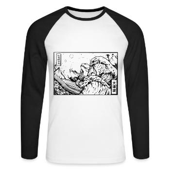 arts martiaux de grenouille japonaise Samouraï japan - T-shirt baseball manches longues Homme - blanc/noir - Devant - Nik (191cm)