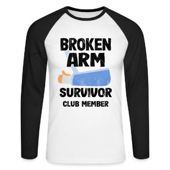Gebrochener Arm Überlebender Geschenk Genesung - Unisex Baseballshirt langarm - Weiß/Schwarz - Vorne - Nik (191cm)