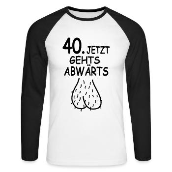 40. Geburtstag Party Geschenke 40 Jahre Hodensack - Unisex Baseballshirt langarm - Weiß/Schwarz - Vorne - Nik (191cm)