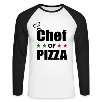 Chef Of Pizza - Italy Pizzeria Pizza Chef - Unisex Long Sleeve Baseball T-Shirt - white/black - Front - Nik (191cm)