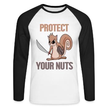 Lustiges Eichhörnchen Geschenk - Unisex Baseballshirt langarm - Weiß/Schwarz - Vorne - Nik (191cm)