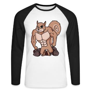 Écureuils avec muscles - T-shirt baseball manches longues Homme - blanc/noir - Devant - Nik (191cm)
