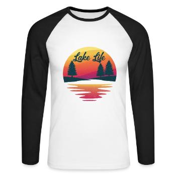 Leben Am See - Unisex Baseballshirt langarm - Weiß/Schwarz - Vorne - Nik (191cm)