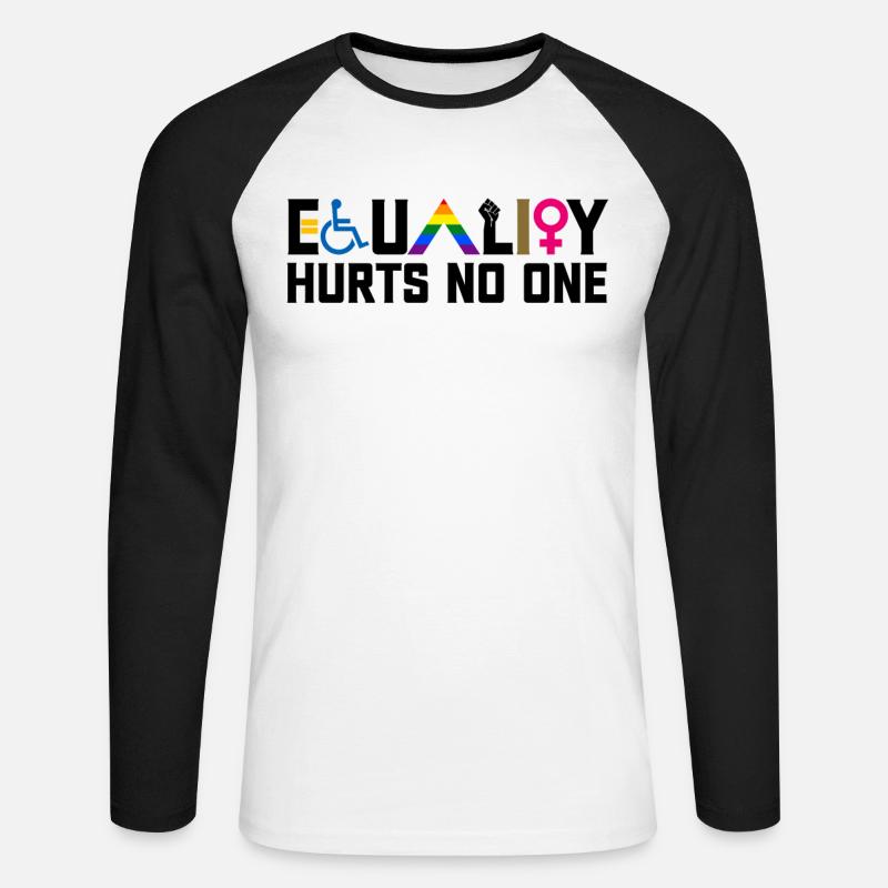 Equality Hurts No One Disability LGBTQ - Unisex Baseballshirt langarm - Weiß/Schwarz