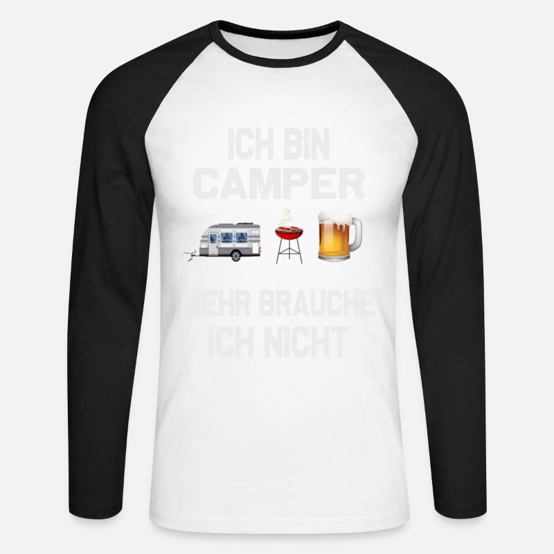Ich bin Camper, Camping-Design - Unisex Baseballshirt langarm - Weiß/Schwarz