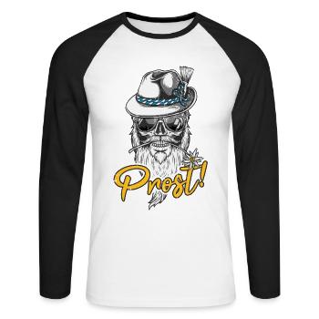 Prost Ersatz Tracht mei Lederhosn Bier - Unisex Baseballshirt langarm - Weiß/Schwarz - Vorne - Nik (191cm)
