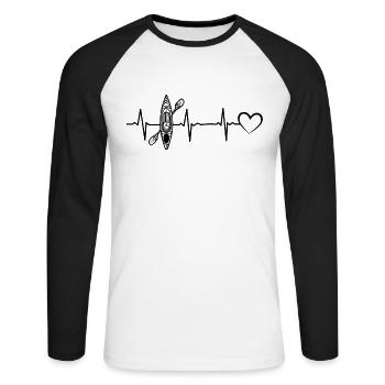 Kajak Herzschlag Herz Kayaking Paddel Kanufahrer - Unisex Baseballshirt langarm - Weiß/Schwarz - Vorne - Nik (191cm)