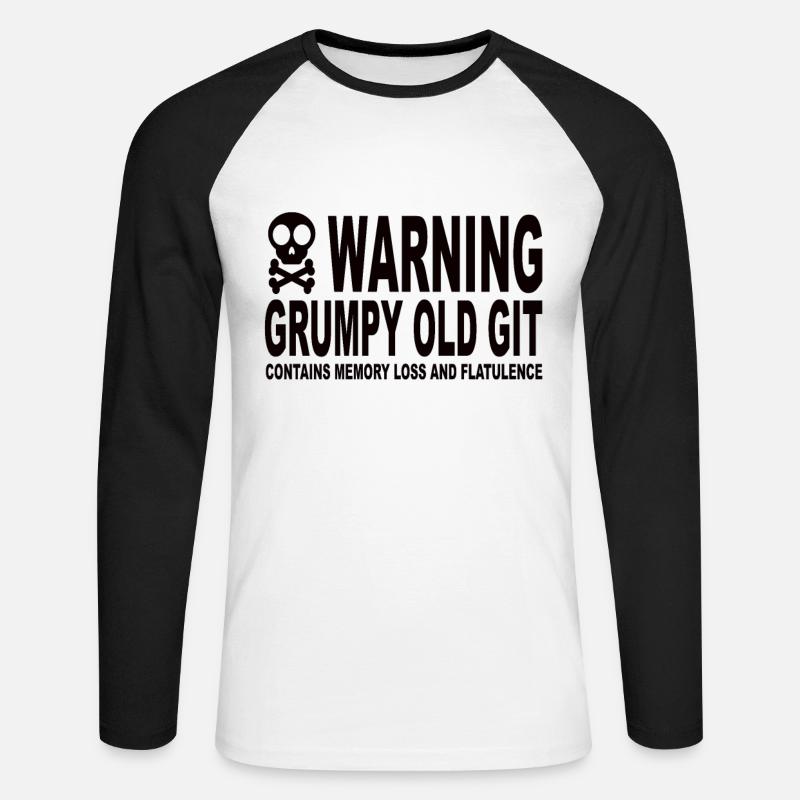 Warning Grumpy Old Git - T-shirt baseball manches longues Homme - blanc/noir