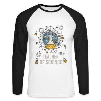 Sciences naturelles Chimie Biologie Phsysik Professeur - T-shirt baseball manches longues Homme - blanc/noir - Devant - Nik (191cm)