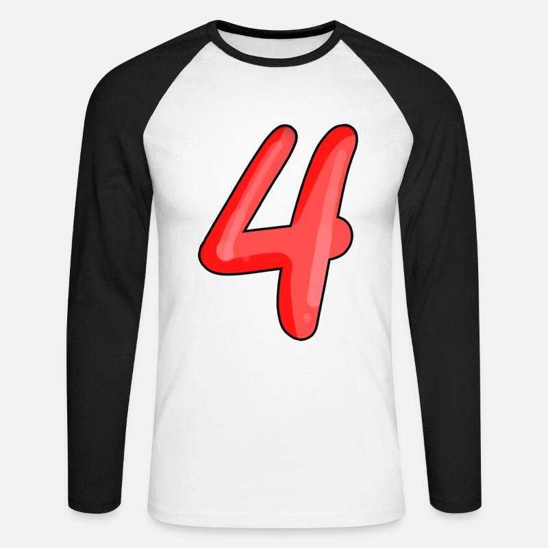 4 - Unisex Baseballshirt langarm - Weiß/Schwarz