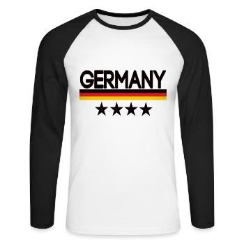 Germany - Unisex Baseballshirt langarm - Weiß/Schwarz - Vorne - Nik (191cm)