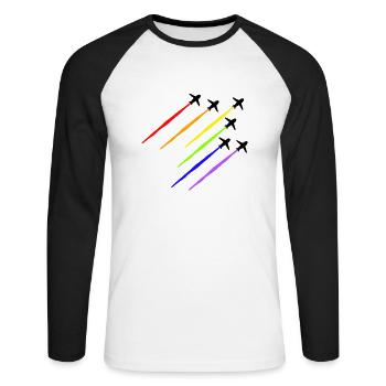 Arc-en-ciel Avion - T-shirt baseball manches longues Homme - blanc/noir - Devant - Nik (191cm)