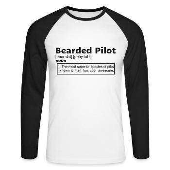 Pilot Aviation Airplane Bearded Pilot definition - Unisex Long Sleeve Baseball T-Shirt - white/black - Front - Nik (191cm)