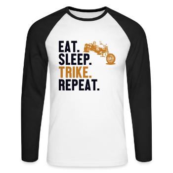 Manger Dormir Tricycle Répéter Tricycle Moto - T-shirt baseball manches longues Homme - blanc/noir - Devant - Nik (191cm)
