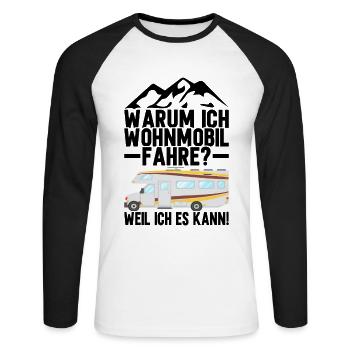 Camping Wohnmobil Camper Geschenk - Unisex Baseballshirt langarm - Weiß/Schwarz - Vorne - Nik (191cm)
