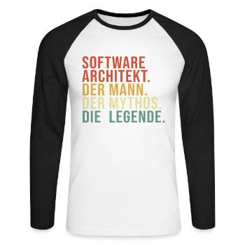 Software Architekt Mann Mythos Legende Software - Unisex Baseballshirt langarm - Weiß/Schwarz - Vorne - Nik (191cm)