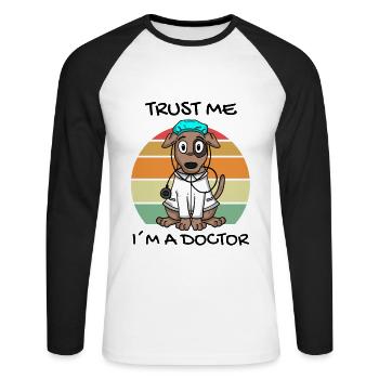 Tiermedizin Tier Tierarzt Geschenk - Unisex Baseballshirt langarm - Weiß/Schwarz - Vorne - Nik (191cm)