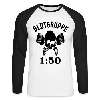 Motorrad Moped Blutgruppe 1:50 Benzin Gemisch Mofa - Unisex Baseballshirt langarm - Weiß/Schwarz - Vorne - Nik (191cm)
