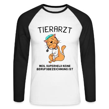 Tier Tierarzt Tiermedizin Geschenk - Unisex Baseballshirt langarm - Weiß/Schwarz - Vorne - Nik (191cm)