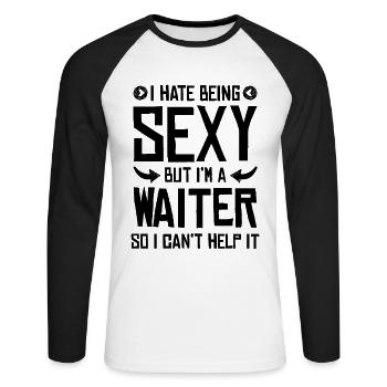 sexy waiter - Unisex Long Sleeve Baseball T-Shirt - white/black - Front - Nik (191cm)