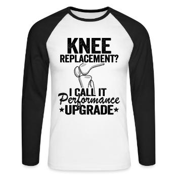 Genou op chirurgie cadeau de guérison Sort Drôle - T-shirt baseball manches longues Homme - blanc/noir - Devant - Nik (191cm)