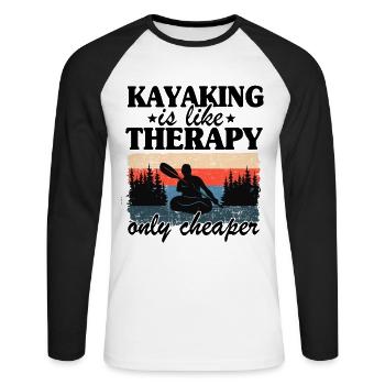 Canoë-kayak thérapie sort Pagaie Drôle - T-shirt baseball manches longues Homme - blanc/noir - Devant - Nik (191cm)
